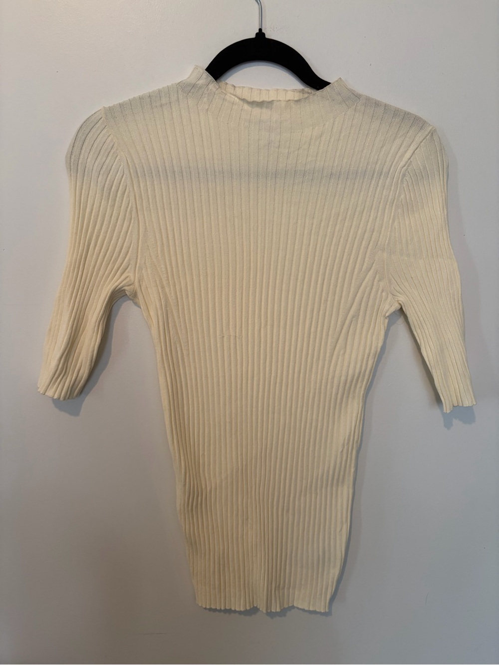 Nordstrom Signature Cream Ribbed Scoop Neck Top - Small